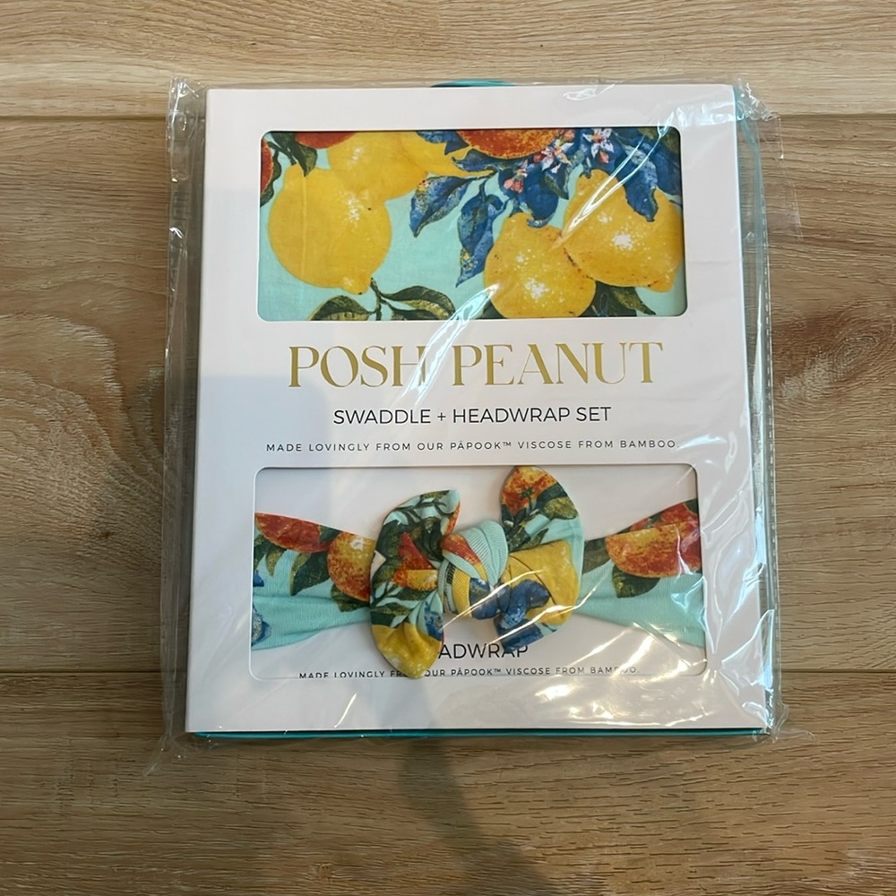 Posh Peanut swaddle and head wrap